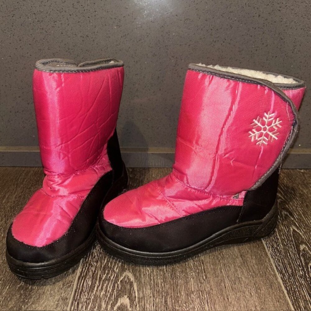 World Famous Winter Velcro Snow Boots for Kids Girls Pink Ski Snow